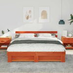 vidaXL Cadre de lit avec tête de lit Marron 180 x 200 cm Pin massif