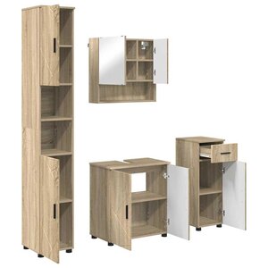 vidaXL Ensemble de mobilier de salle de bain 4 Pièces Chêne Sonoma