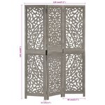 vidaXL Cloison de séparation 3 panneaux Gris 120x165 cm Bois manguier