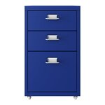 Caisson de bureau armoire meuble de rangement à roulettes acier 48 x 28 x 41 cm bleu 03_0009117