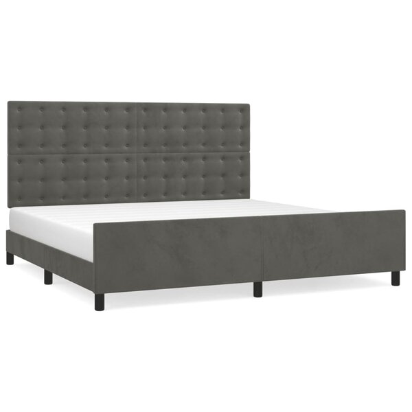 vidaXL Cadre de lit avec tête de lit Gris foncé 200x200 cm Velours