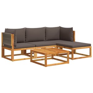 vidaXL Ensemble de canapés de jardin 5 pièces avec coussins en bois d'acacia et corde