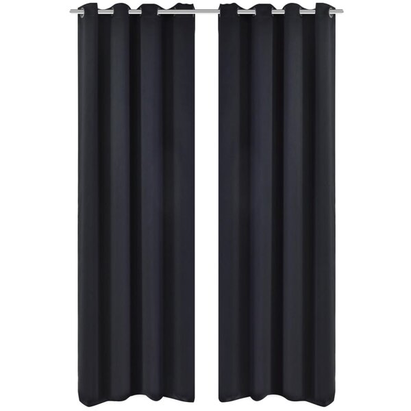 vidaXL Rideau occultant 2 Pièces avec œillets métalliques 135x175 cm Noir