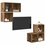 vidaXL Ensemble meuble TV 4 Pièces Bois Ancien Bois d'ingénierie