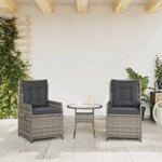 vidaXL Chaises inclinables de jardin lot de 2 gris résine tressée