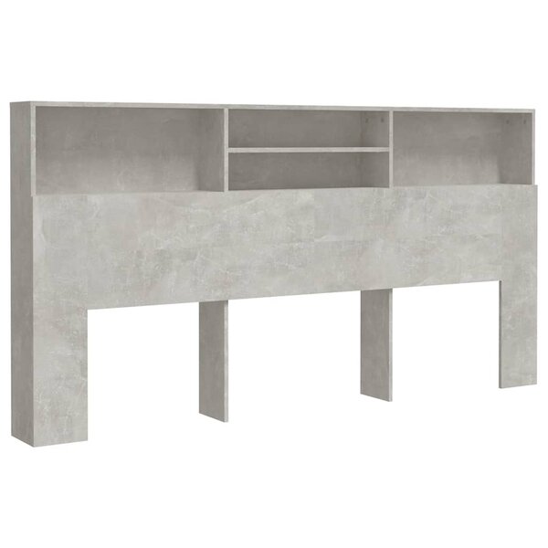 vidaXL Armoire de tête de lit Gris béton 200x19x103 5 cm