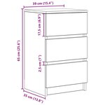 vidaXL Tables de chevet avec 3 tiroirs 2 Pièces chêne fumé 39x35x65 cm