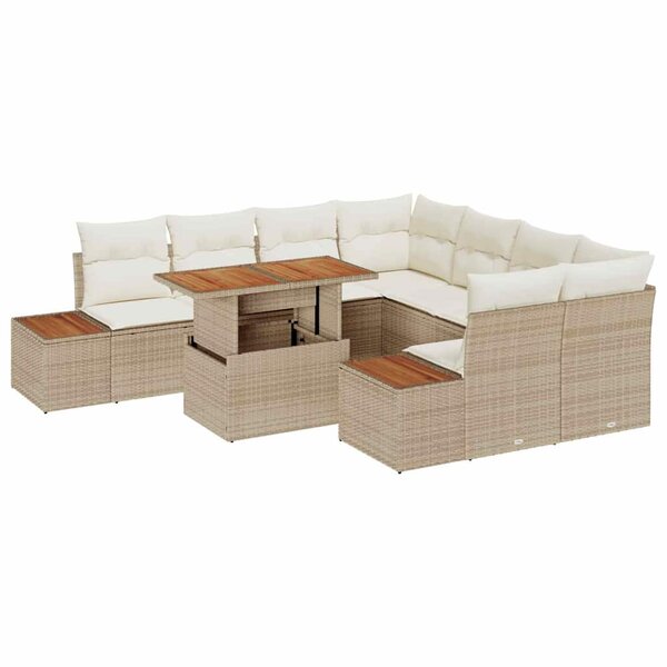 vidaXL Ensemble de salle à manger pour jardin 9 Pièces Beige  Crème