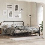 vidaXL Cadre de lit métal sans matelas avec pied de lit noir 183x213cm