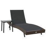 vidaXL Transat avec Table 2 Pièces Marron  noir 40 x 40 x 40.5 cm