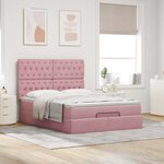 VidaXL Cadre de lit ottoman avec matelas rose 140x200 cm velours