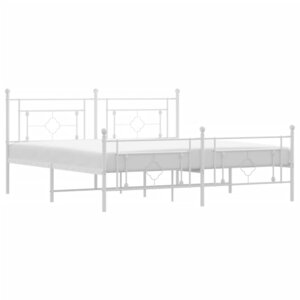 vidaXL Cadre de lit métal sans matelas et pied de lit blanc 183x213 cm