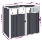 vidaXL Abri de poubelle double Anthracite 143x81x121 cm Acier