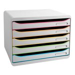 Module De Classement Big Box Plus Horizon 5 Tiroirs Black Office - Blanc/arlequin - Exacompta