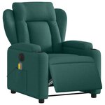 vidaXL Fauteuil de massage inclinable électrique Vert foncé Tissu
