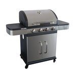 GRILL GARDEN Barbecue a gaz 4 brûleurs - Fonte émaillée - 62 x 39,5 cm - Inox