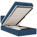 vidaXL Cadre de lit ottoman avec matelas bleu 90x190 cm tissu