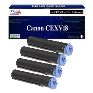 T3AZUR -4x Toners compatibles avec Canon CEXV18 (0386B002) pour Canon IR1018  IR1020  IR1022  IR1024