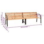 vidaXL Banc double de jardin 225 cm Bois de sapin massif