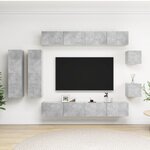 vidaXL Ensemble de meubles TV 8 Pièces Gris béton Bois d'ingénierie