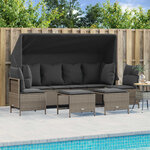 vidaXL Salon de jardin 5 Pièces avec coussins gris clair résine tressée