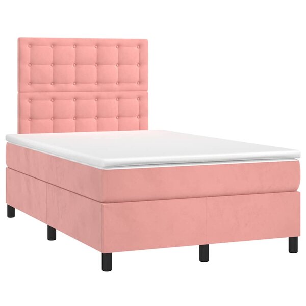vidaXL Sommier à lattes de lit avec matelas rose 120x190 cm velours