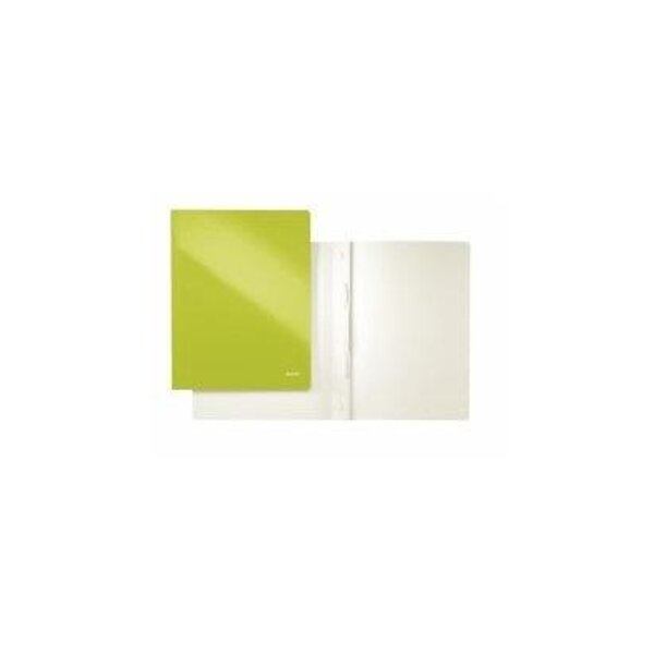 paquet de 10 chemises à lamelle WOW  format A4  en carton  vert LEITZ