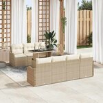 vidaXL Ensemble de canapé de jardin 8 Pièces Beige 100 x 55 x 73 cm