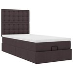 vidaXL Lit ottoman avec matelas et LED marron foncé 90x200 cm tissu