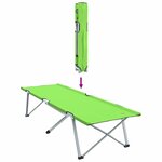 vidaXL Lit de camping pliant Vert foncé 62 x 194 x 42 cm Tissu Oxford