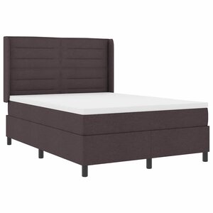 vidaXL Lit à ressorts avec matelas Marron foncé 160 x 200 cm tissu