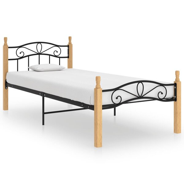 vidaXL Cadre de lit sans matelas noir métal bois chêne 100x200 cm