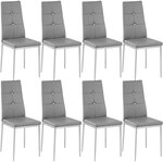 Lot de 8 chaises siège de salon cuisine salle à manger design élégant avec brillant gris 08_0000002