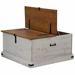 vidaXL Coffre de rangement HALDEN blanc 91x91x47 cm bois massif pin