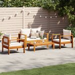vidaXL Salon de jardin avec coussins 4 Pièces bois d'acacia massif