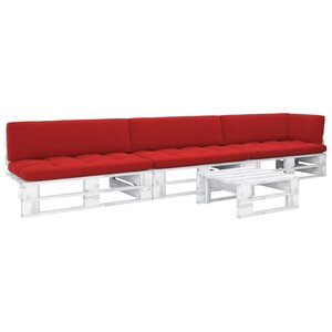 vidaXL Salon de jardin palette 4 Pièces et coussins Pin imprégné de blanc