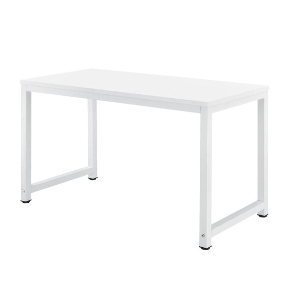 Bureau réglable poste de travail table bois mélaminé 120 cm blanc 03_0001162