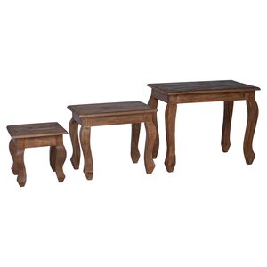 vidaXL Table Gigogne 3 Pièces Marron Bois massif d'acajou