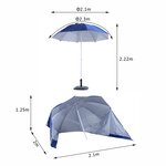 Parasol abri solaire contemporain protection UPF 50+ sac transport fourni bleu marine