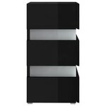 vidaXL Table de chevet à LED noir brillant 45x35x67 cm bois ingénierie