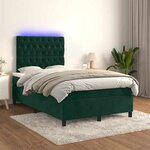 vidaXL Sommier à lattes de lit matelas et LED Vert foncé 120x200 cm
