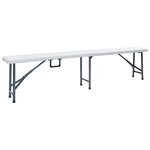 vidaXL Table pliable de jardin avec 2 bancs 180 cm Acier et PEHD Blanc