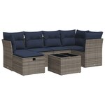 vidaXL Salon de jardin avec coussins 7 Pièces gris résine tressée