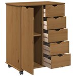 vidaXL Cabinet roulant avec roue Marron miel 63 5 x 39 x 79 cm