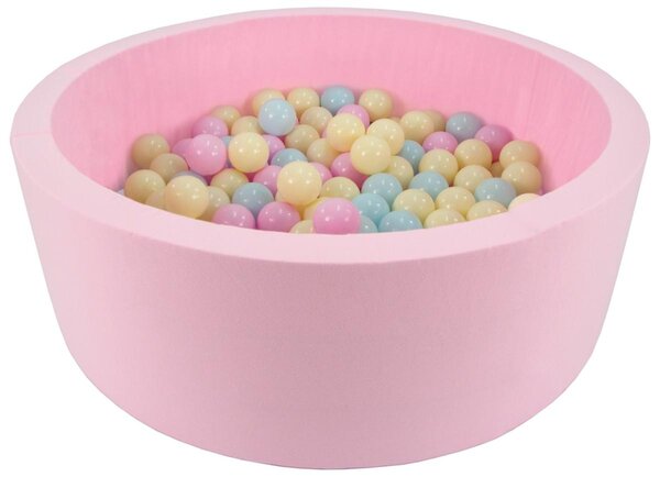 Piscine à balles + 150 balles  rose  rose  bleu  jaune (pastel)