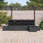 vidaXL Ensemble de canapé de jardin avec coussin 5 Pièces Noir polyrotin