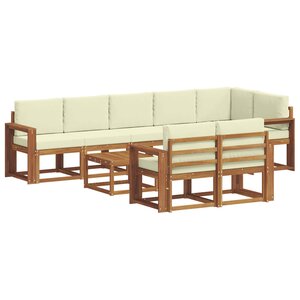 vidaXL Ensemble de canapés d'extérieur 9 pc Naturel et Crème