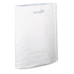 Sac plastique recyclé blanc avec soufflet à poignées découpées raja 30 x 40 x 8 cm (lot de 200)