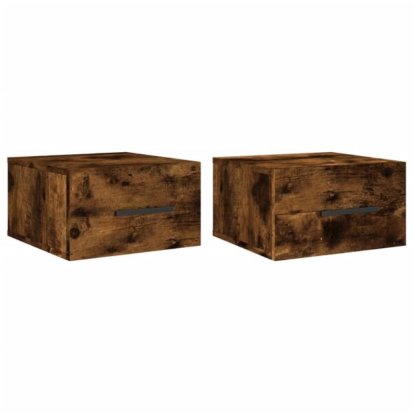 vidaXL Tables de chevet murales 2 Pièces chêne fumé 35x35x20 cm