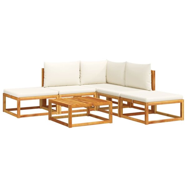 vidaXL Salon de jardin avec coussins 6 Pièces bois d'acacia solide